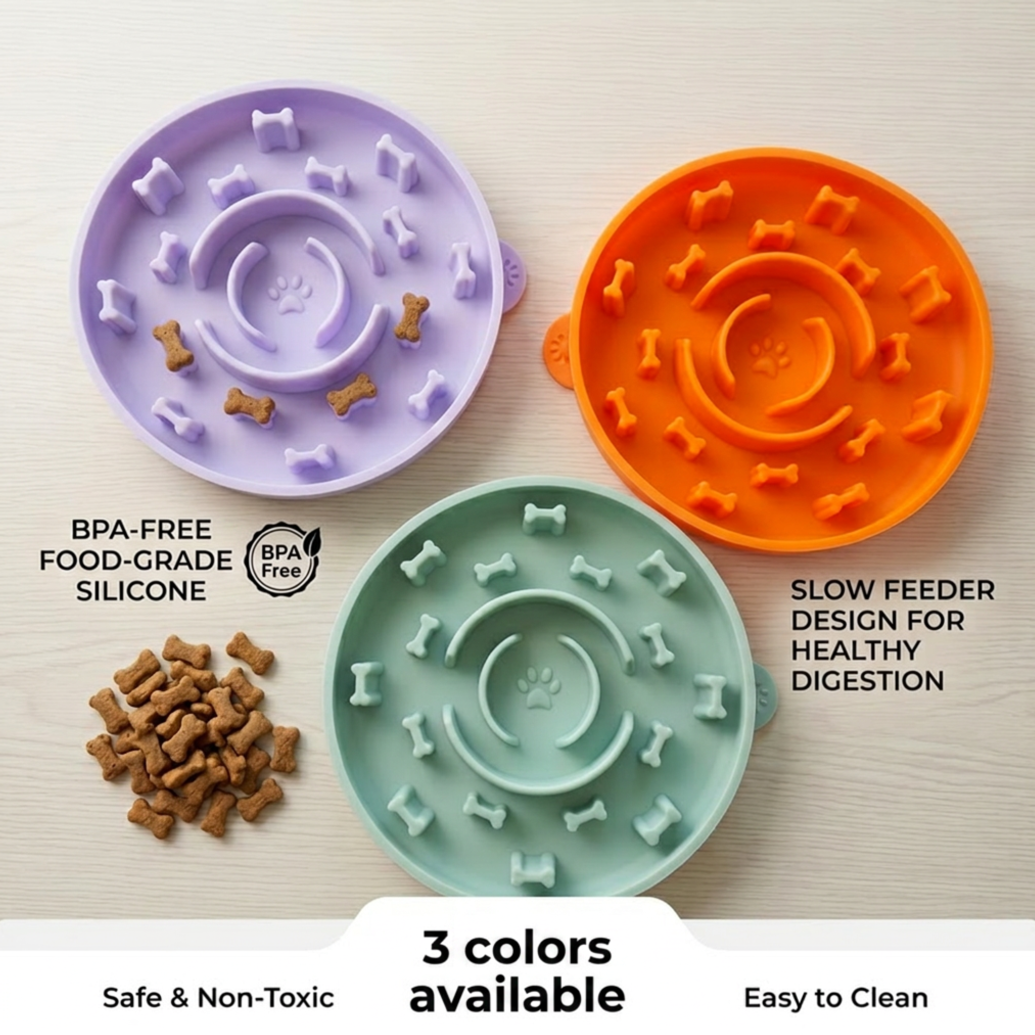 毛孩骨頭迷宮防翻慢食碗 (食品級矽膠/不含BPA) |BPA-Free Non-Slip Dog Slow Feeder (Bone Maze Design)